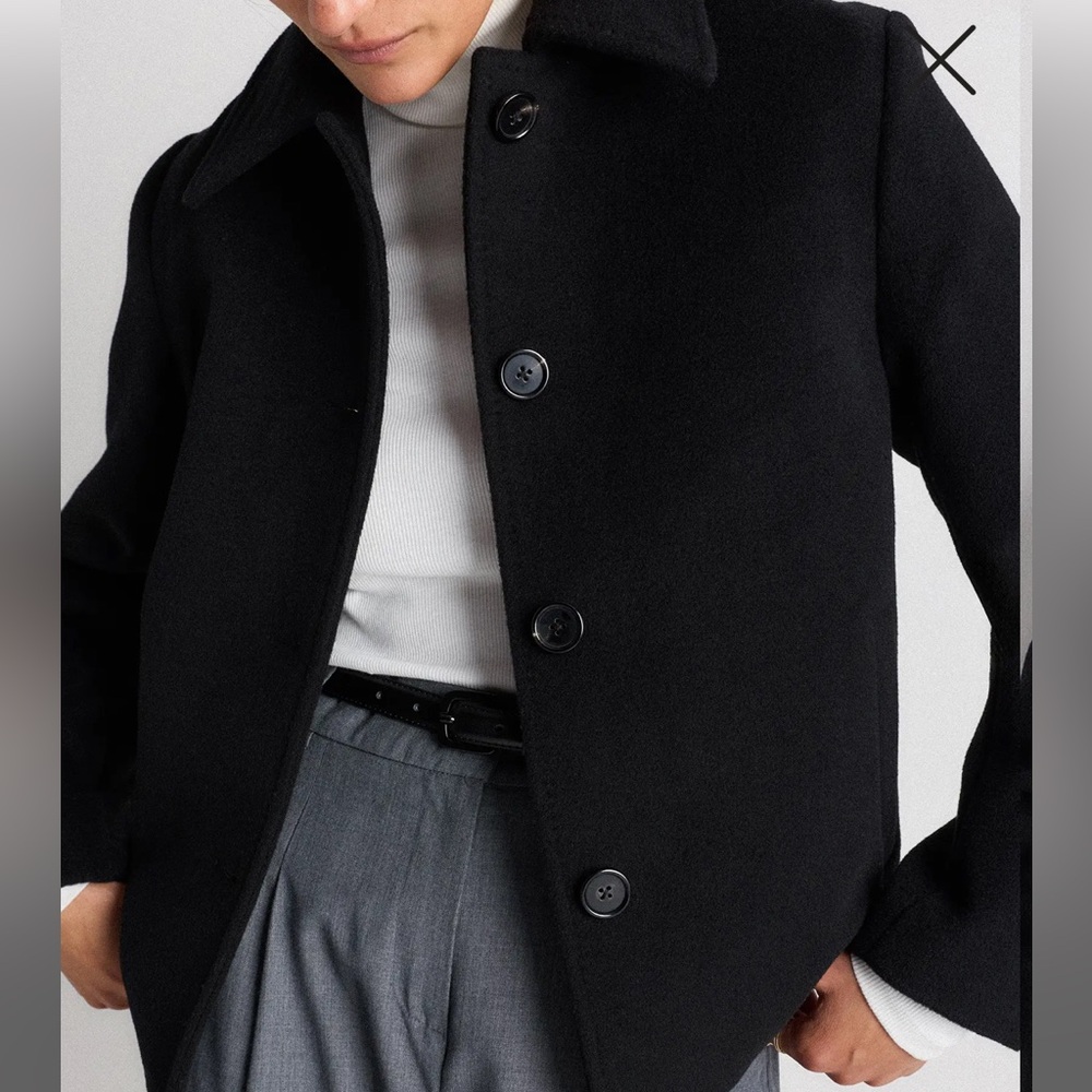Quince Women Wool Cashmere Short Coat Black Outerwear Size M - Picture 3 of 10